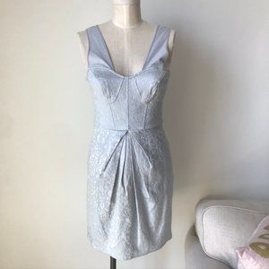 AC Couture Embroidered Silver Midi Dress